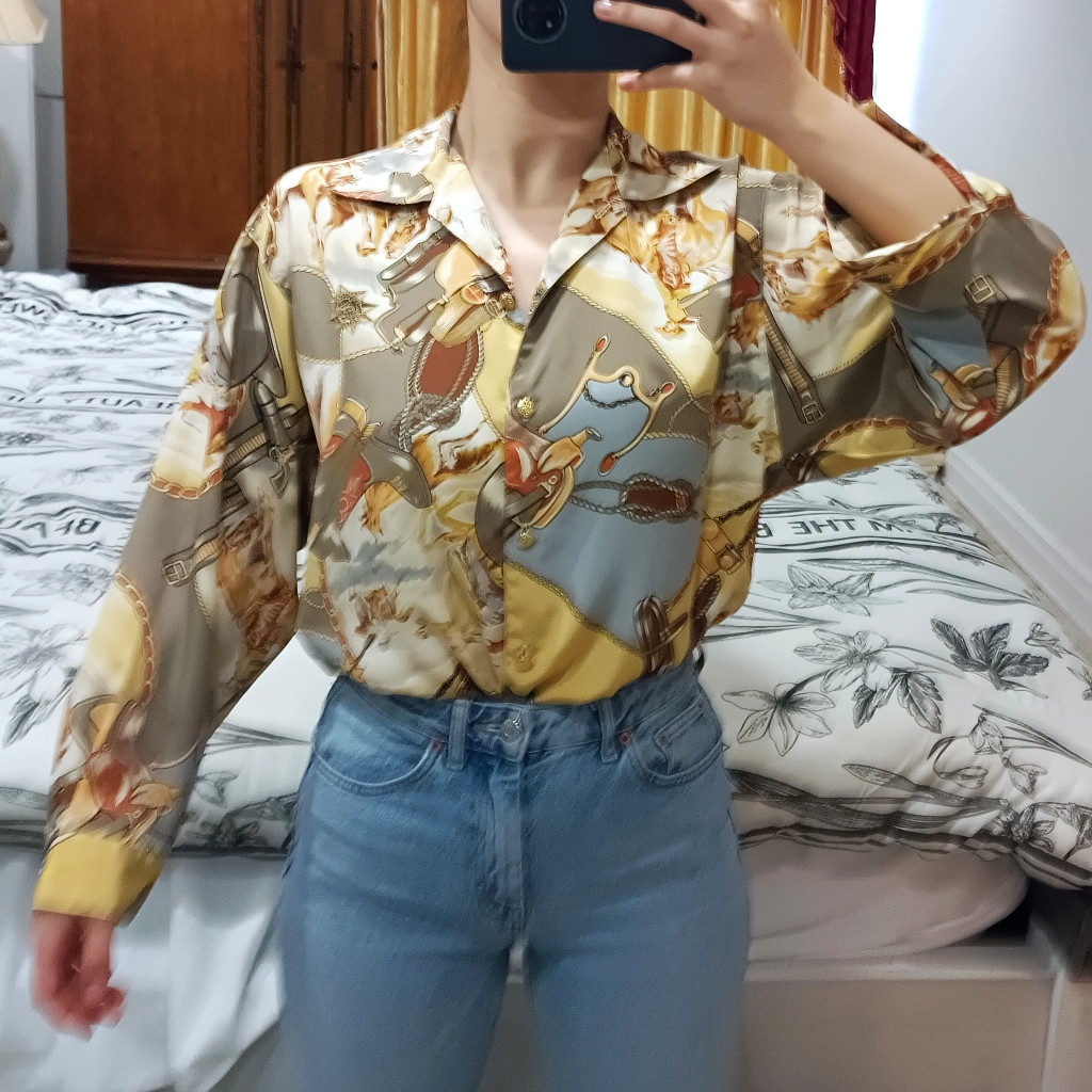 Vintage Shirt With Gorgeous Pattern, Mint
